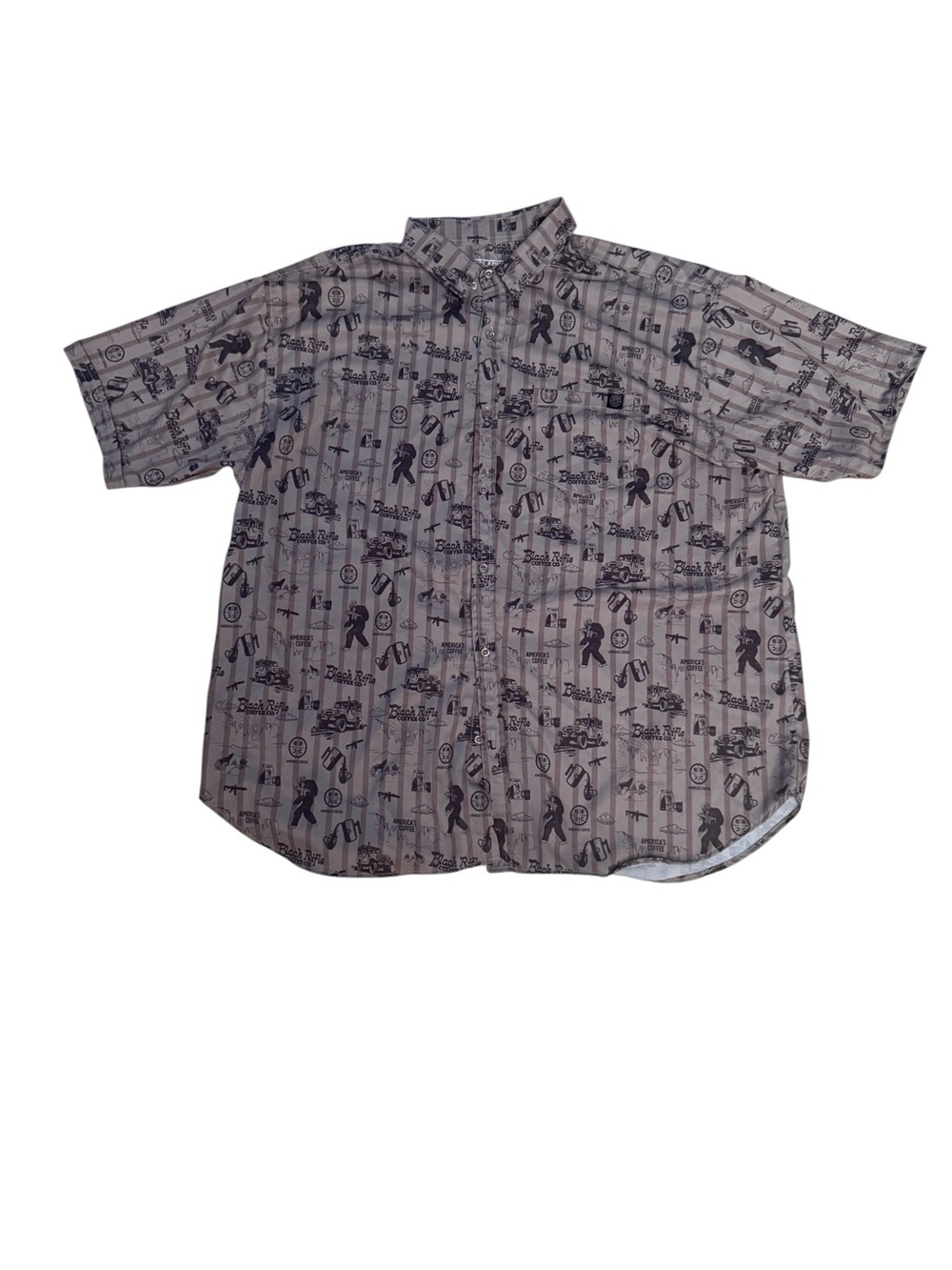 Black Rifle Coffee Company Men's Short-Sleeve Button-Down Shirt Tan, Brown  3X